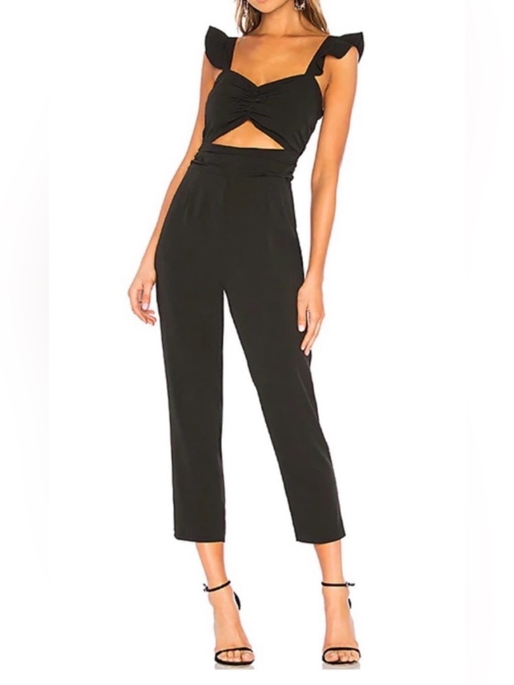 Lovers + Friends Know Jumpsuit Size Medium Ruffle Sleeves